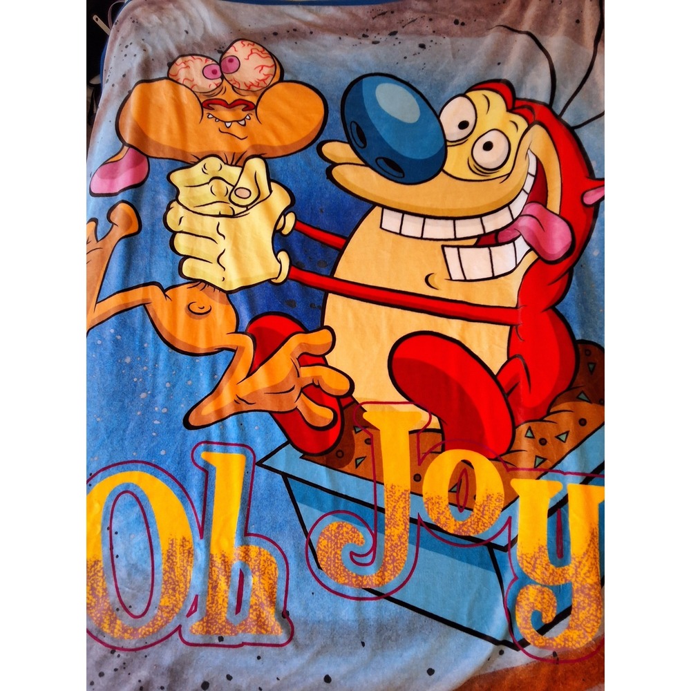Northwest Nickelodeon Ren & Stimpy Oh Joy Fleece Throw Blanket Blue 46x60